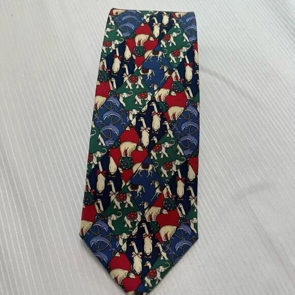 Brooks Brothers Silk Polar Bear Elephant Duck Dolphin Animal Tie Necktie