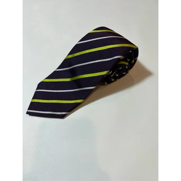 Ermenegildo Zegna Silk Tie Italy Purple Stripe Designer Luxury