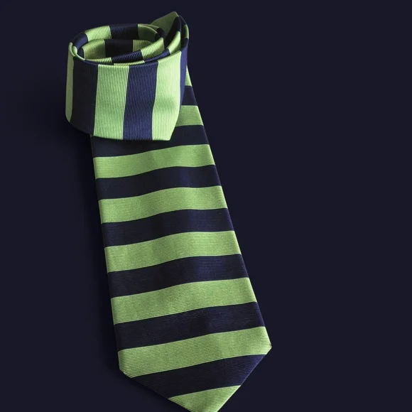 Vintage Silk Brooks Brothers Green Navy Striped Men's Tie