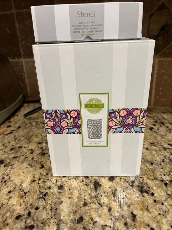 Scentsy Teal and Blue Mosaic Glass Candle Warmer Holder