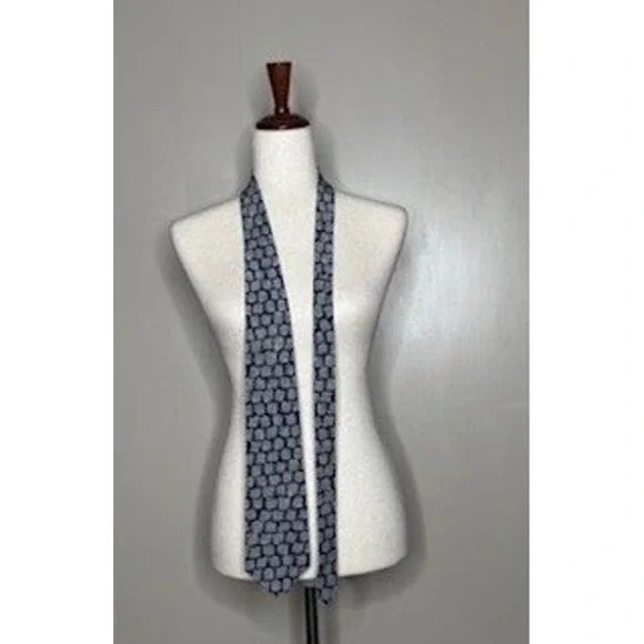 Pagliano‎ Milano Silk Tie Blue Cream Geometric Pattern Classic Width