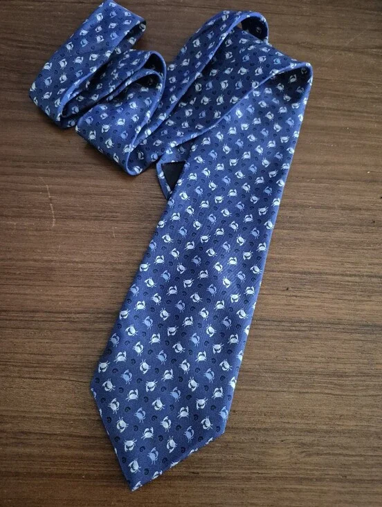 Vintage 90s Brooks Brothers Navy Crab Print Tie