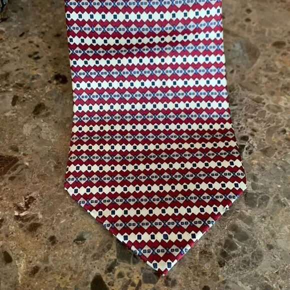Sinsabang Pure Silk Tie in Cream, Blue and Red