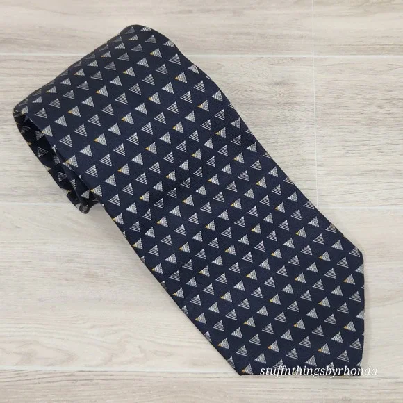 Lauren Ralph Lauren‎ Necktie Blue & White Made In USA 100% Silk 56
