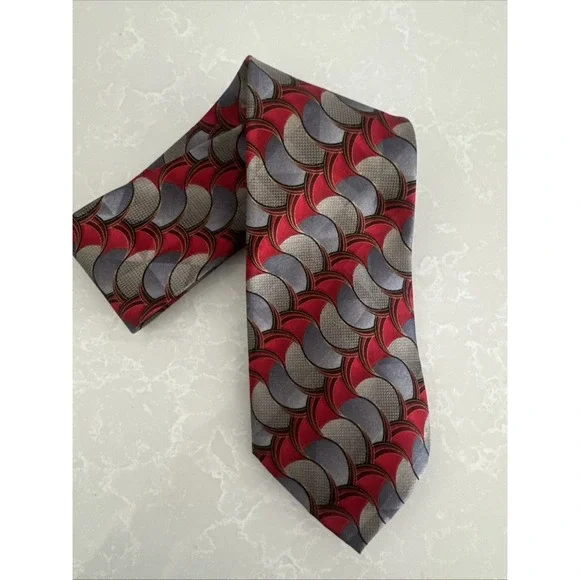 Jos. A. Bank  Silk‎ Geometric Tie Red Gray