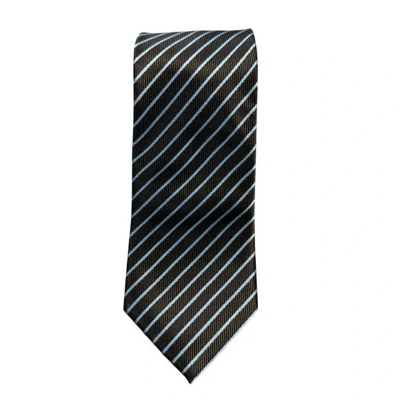 La Camiceria Italiana 100% Silk Tie Brown Blue Striped Made In Italy‎
