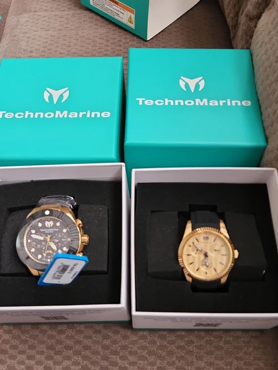 Technomarine Men’s Gold Case Watches with Black Straps