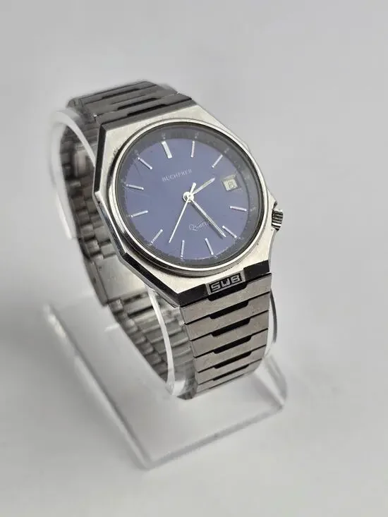 Bucherer Men's Quartz SUB watch Blue Dial -Lock Down Crown Swiss Made 35mm