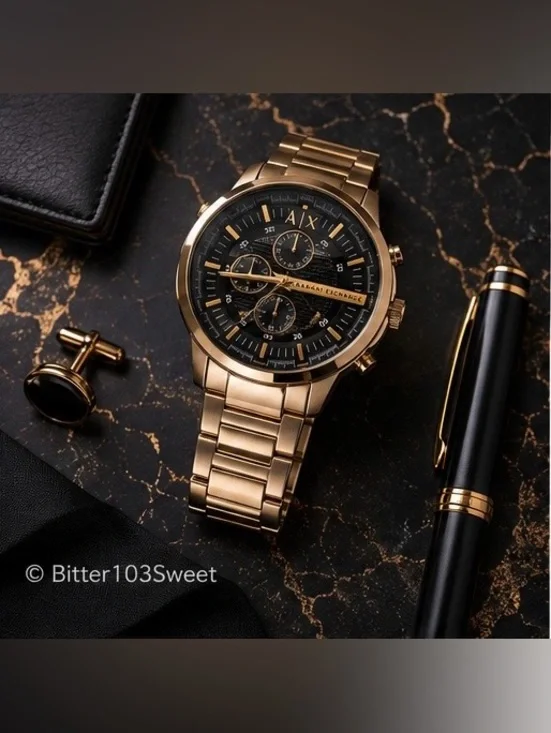Armani Exchange A|X Men’s Gold-Tone Watch | Luxury Business Dress Wristwatch