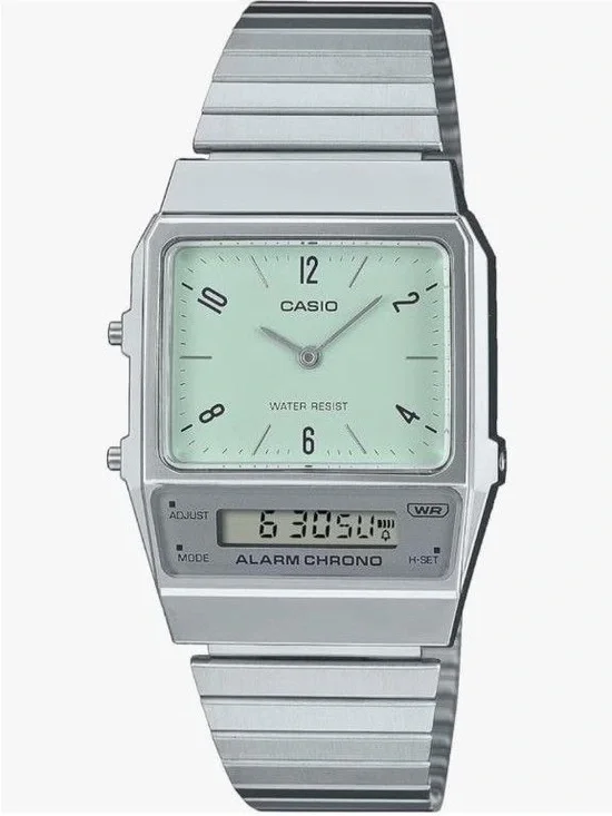 Casio Silver Watch with Mint Green Dial AQ800E