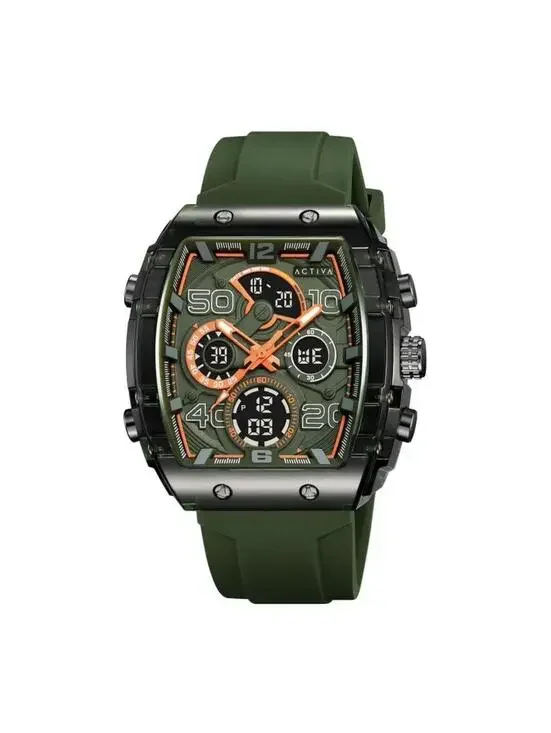 Activa Men's Watch Quartz Analog/Digital Army green/ 45mm