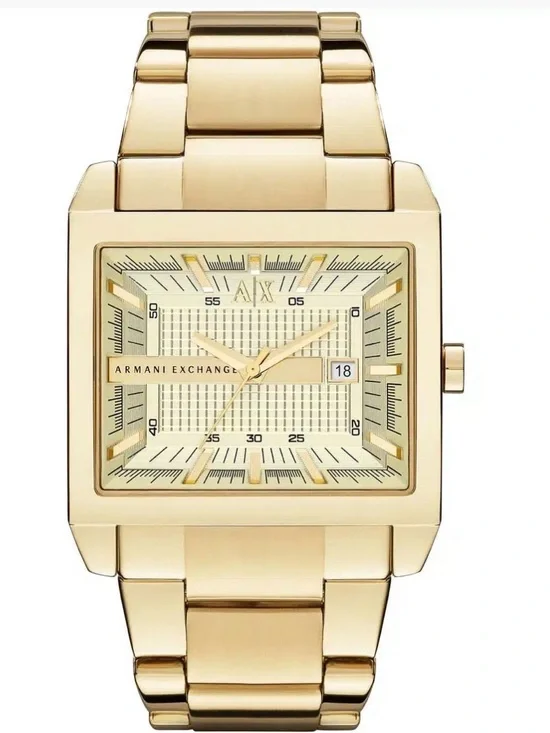 Armani Exchange Gold-Tone Square Bracelet Watch Mens
