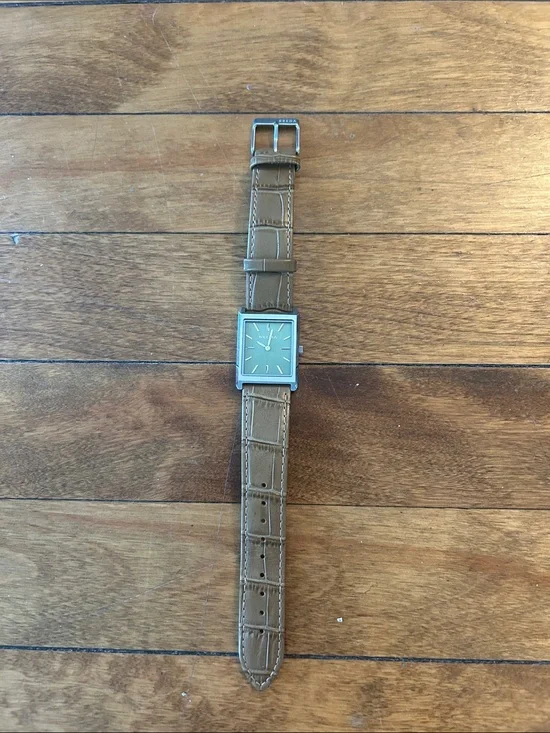 Leather Strap Square Dial Men's Watch - Brown