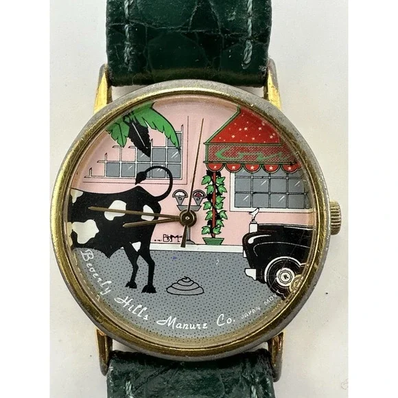 Beverly Hills Manure Co. Watch Vintage‎ New Battery 32MM 7.5