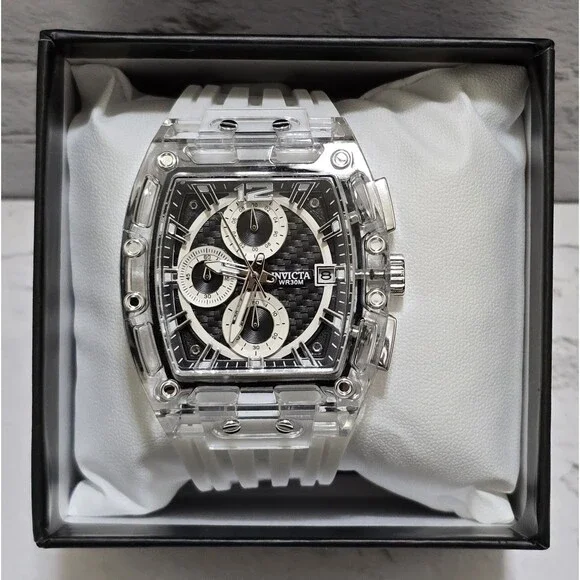 Invicta S1 Rally Mens 42mm White Black Carbon Chronograph Watch 70145 Brand New