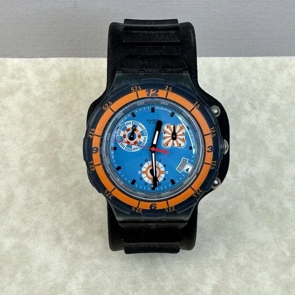 Swatch Aquachrono 1998 Tracking Surf -Ride or Die -SBN400-Untested Needs Battery