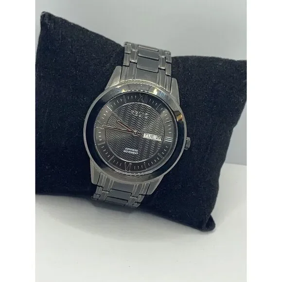 Relic ZR12053 Men's Silver Stainless Steel Analog Gray Dial Quartz Watch JD366