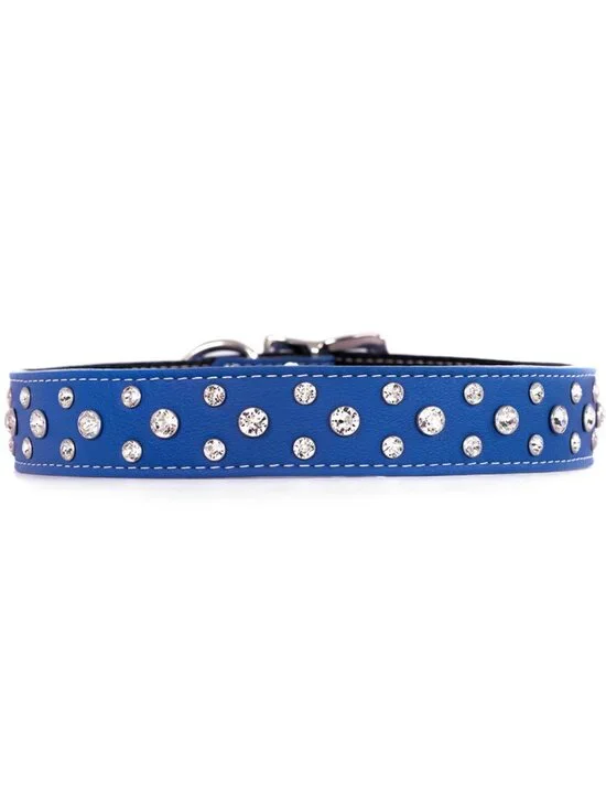 Swarovski Crystal Italian Leather Dog Collar (Like New) - Size 26