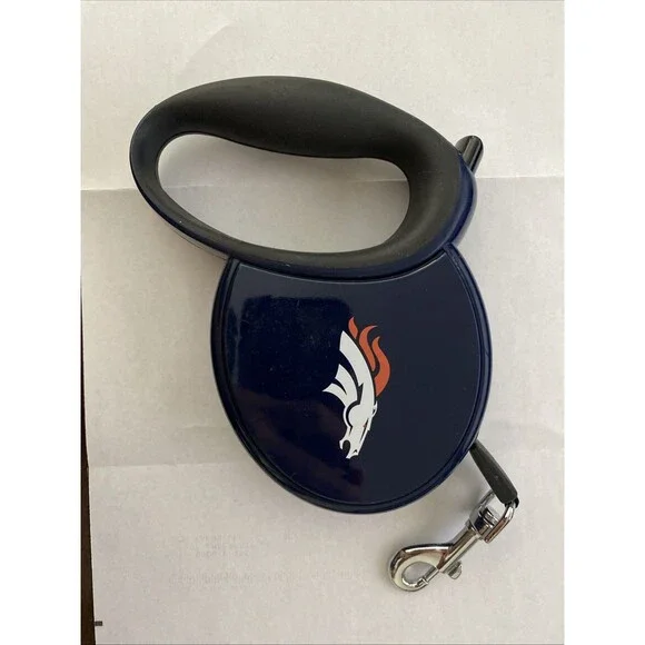 NFL Denver Broncos Retractable Dog Leash 13’ Long For Maximum 66lb Dog
