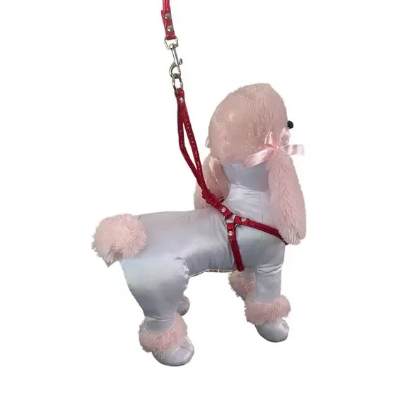 No-Pull Vegan Leather Step-In Pet Harness with Matching Leash Adjustable NoPull