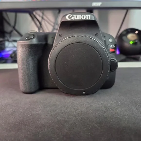 Canon Camera with Red and Black Interface