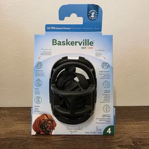 Baskerville Ultra Dog Basket Muzzle Size 4 Adjustable Black New in Box