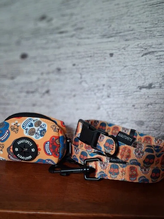 Dog Collar, Leash, Poop Bag Carrier