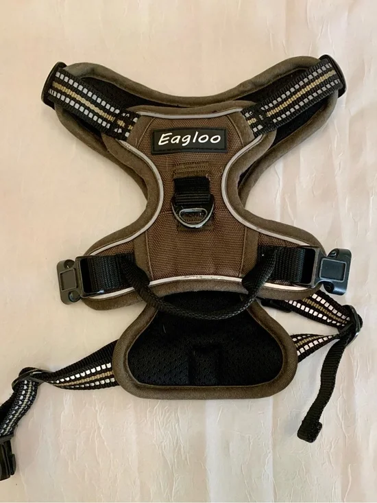 Eagloo Brown Padded Dog Harness with Reflective Trim. Small