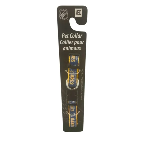 Pets First NHL Buffalo Sabres Pet Collar Medium Blue Gold NWT Hockey Dog Cat