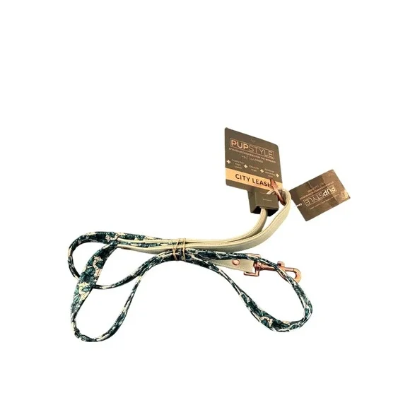 PupStyle City Leash Dogs OS Teal Palm Vibes NWT Vegan Leather Rose Gold Hardware