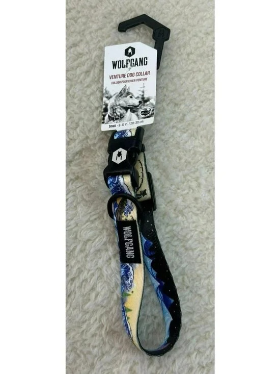 Wolfgang Small Adjustable Dog Collar Multicolor Nylon Surf Wave Pattern New With