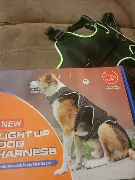Light Up Dog Harness - Black - Unbranded Size XL Nwob