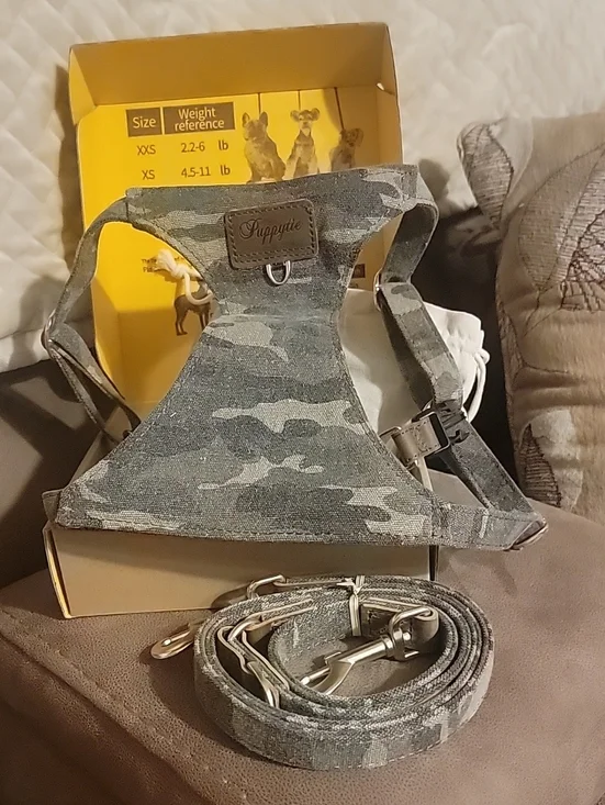 Puppytie Camo Dog Harness and Leash Set Size Large NWT