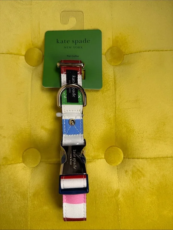 Kate Spade New York Adventure Stripe Dog Collar M/L 15