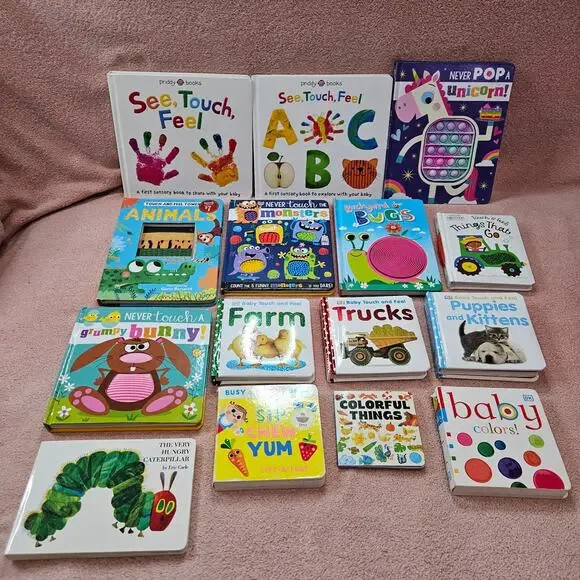 Large Bundle of 15 interactive Sensory Touch-and-Feel Baby & Toddler Board Books