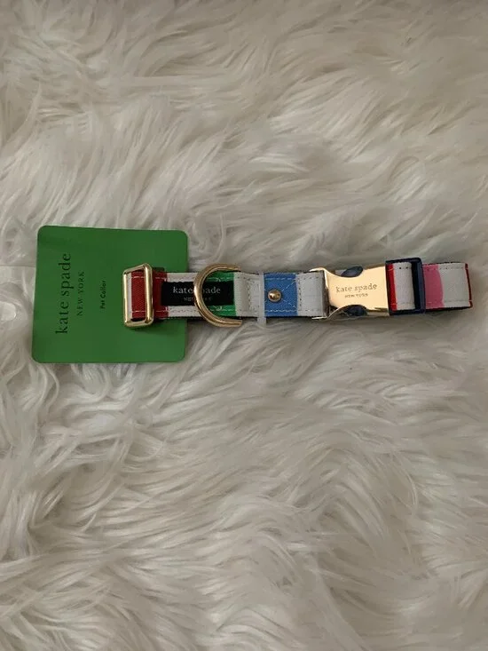 KATE SPADE Adventure Stripe Dog Collar Sz MED/LARGE