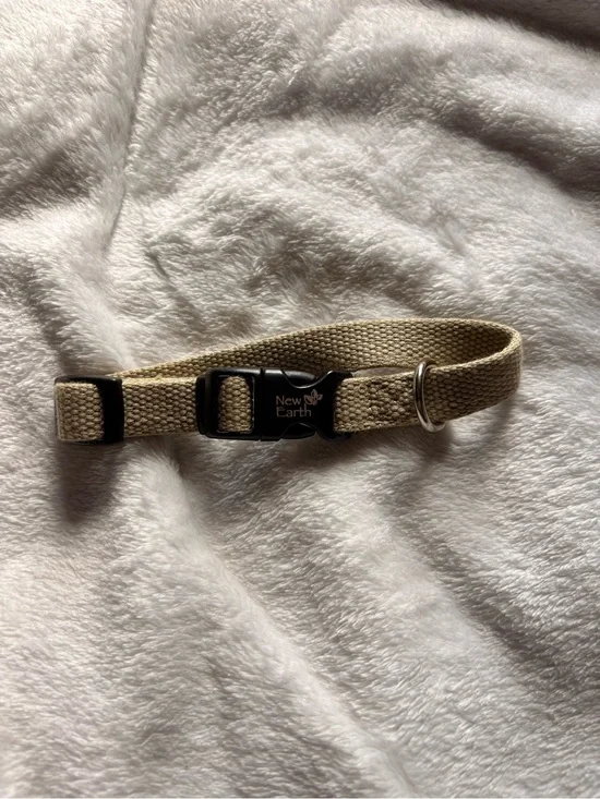 New Earth Beige Dog Collar with Metal Ring