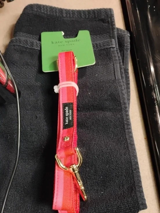 kate spade pink and coral striped wristlet strap with gold hardware