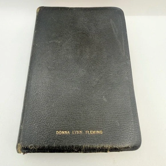 Vintage World Holy Bible KJV Red Letter Genuine Morocco Leather Black Reference