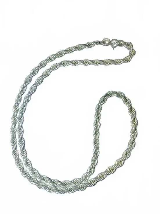 Vintage Silver 925 Braided Rope Chain Necklace