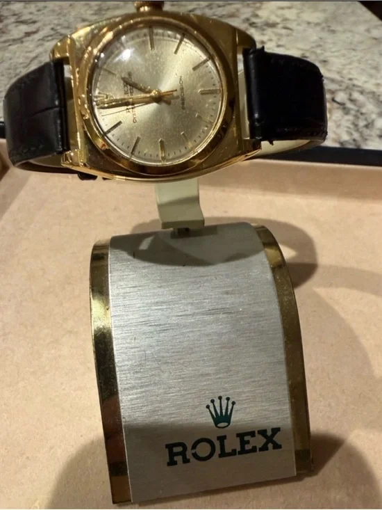 1944 Rolex Oyster Speedking 14 Gold Clad a Gold Dial with Black Leather Strap