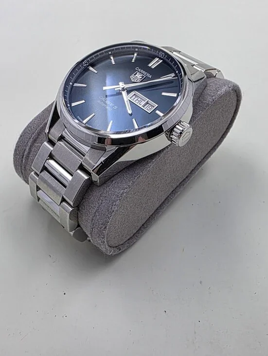 TAG Heuer Carrera Calibre 5 Automatic Men's Day-Date Watch in Blue and Silver