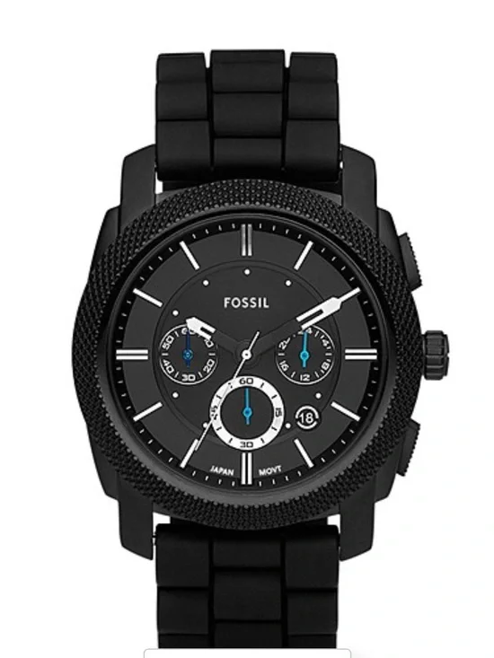 Fossil Men's Black Chronograph Silicone Strap Watch