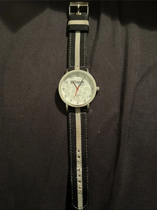 Gray’s Anatomy Black and White Stripe Nylon Strap Watch
