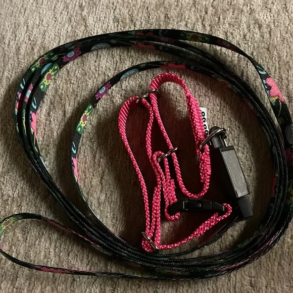 Floral Pink and Black Dog Leash