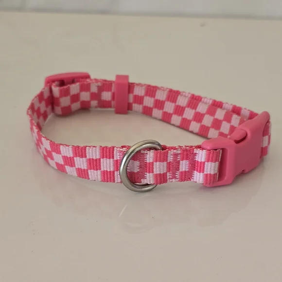Pink Dog Collar Checkered dog collar