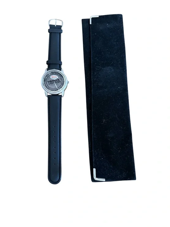 Black Strap Tomax Watch with Silver Case and Novelty Dial