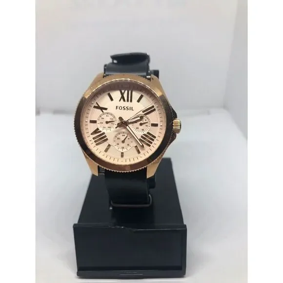 Fossil AM4511 Women's Black Leather Analog Dial Quartz Genuine Wrist Watch RK382