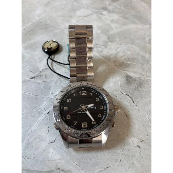 Infantry Co Mens Dual‎ Movement Analog Digital Watch Stainless Steel Tachymeter