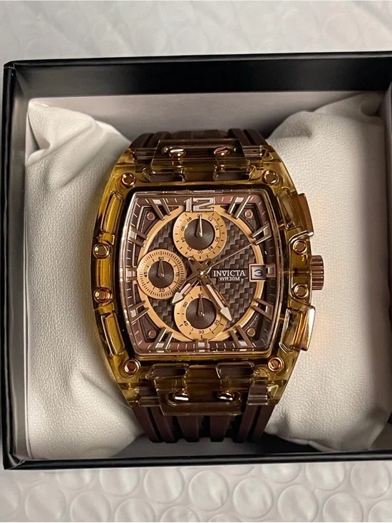 Invicta S1 Rally Allogrip Men 42mm Brown Tone Case Brown Metal Dial Brown Band